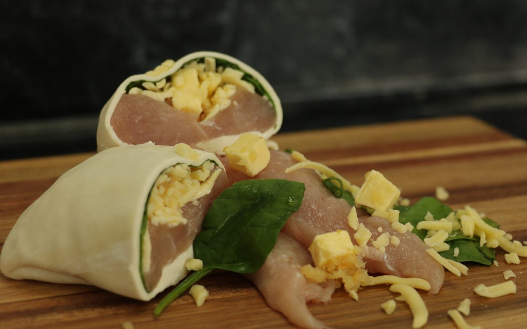 Chicken, cheese & spinach parcels